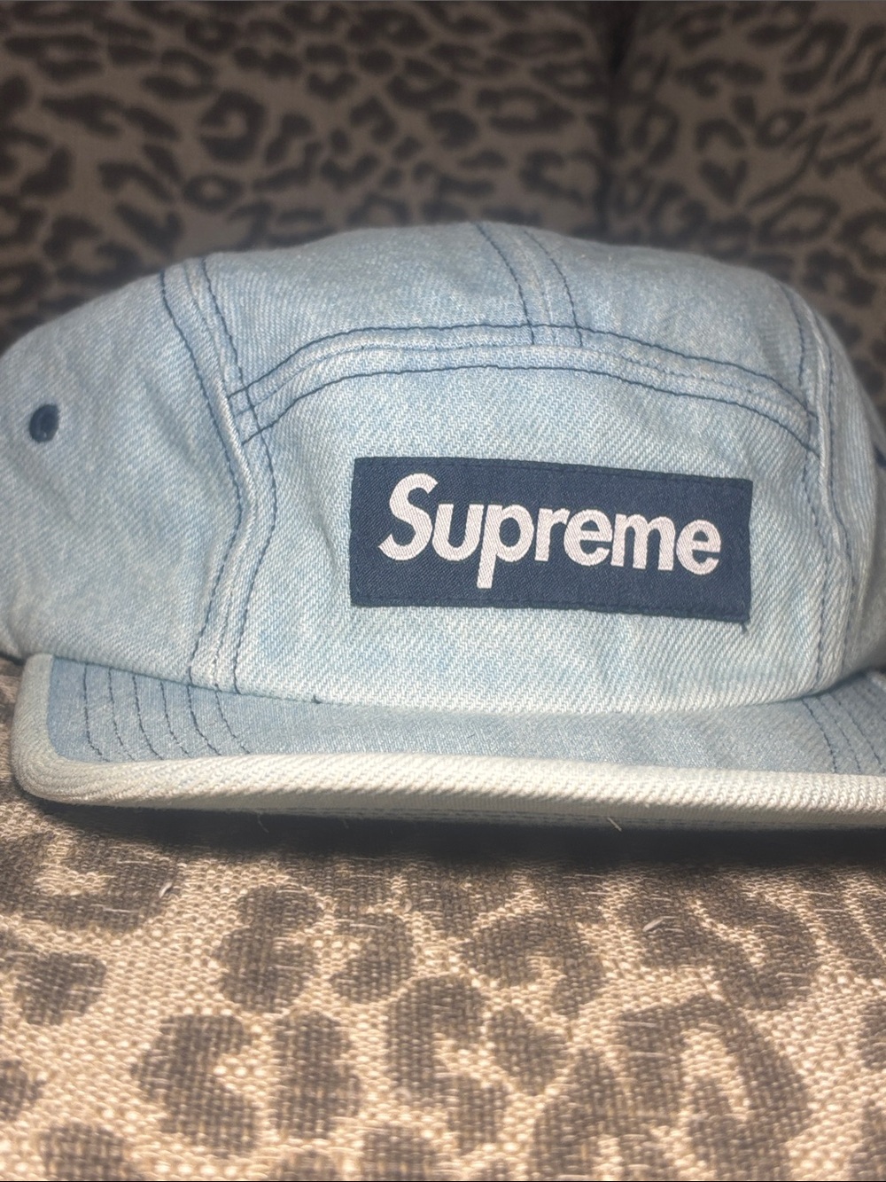 Supreme washed chino twill camp cap light wash denim 5 panel adjustable hat - Picture 2 of 10